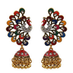 Vintage boho holiday peacock indian earrings
