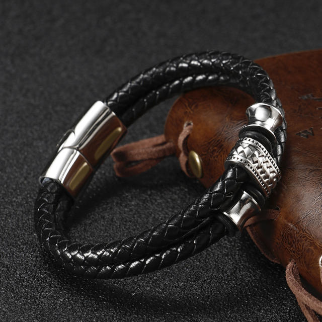 Personality Genuine Leather braid pattern bracelet for men