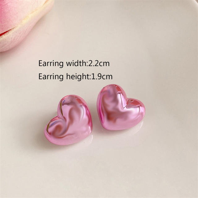 925 needle chunky heart y2k colorful acrylic earrings