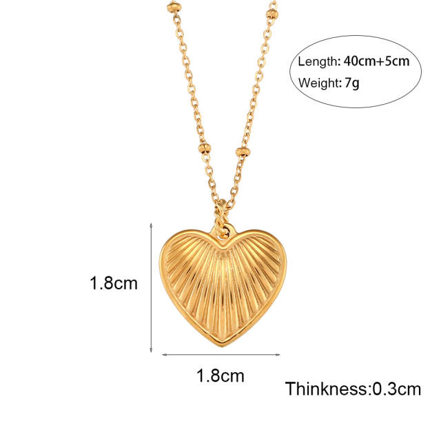 INS easy match sun coin heart pendant stainless steel necklace