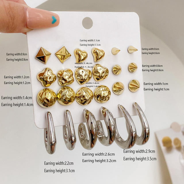 925 needle gold silver color acrylic geometric earrings set