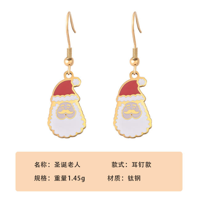 Cute santa claus stainless steel necklace earrings set