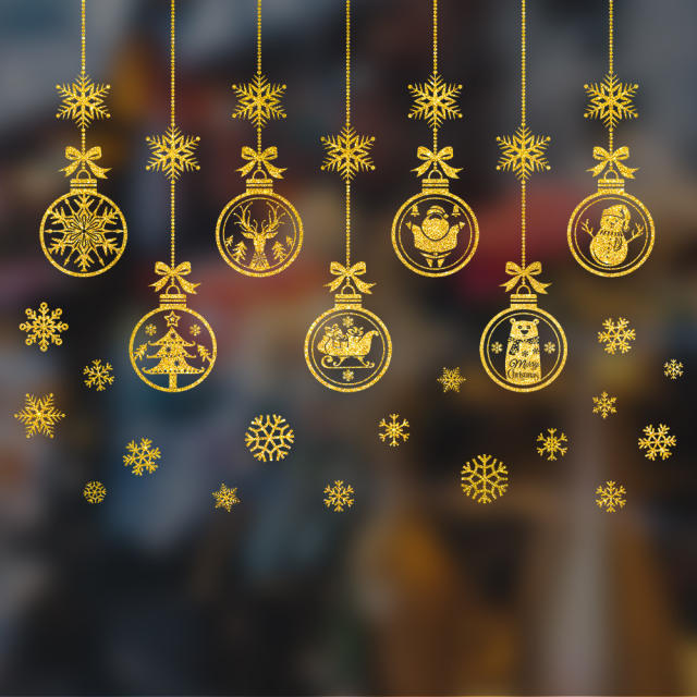 Gold color series christmas decoration window stickers