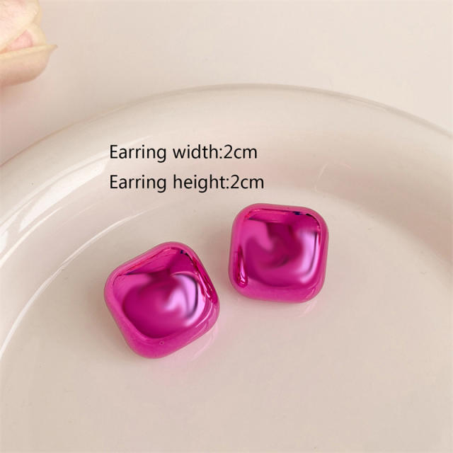 925 needle chunky square acrylic studs earrings Y2K earrings