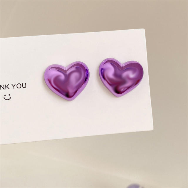 925 needle chunky heart y2k colorful acrylic earrings