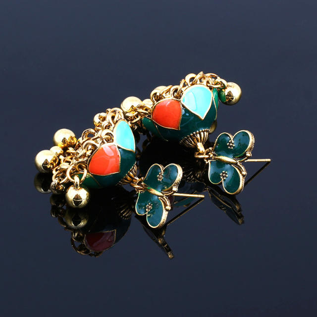 Vintage cute butterfly color enamel indian earrings boho earrings