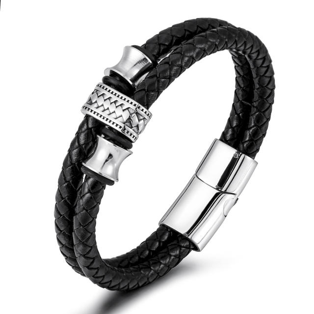 Personality Genuine Leather braid pattern bracelet for men