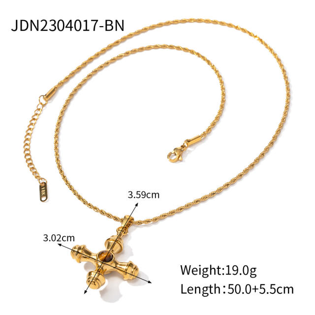 18KG cross pendant series stainless steel necklace earrings