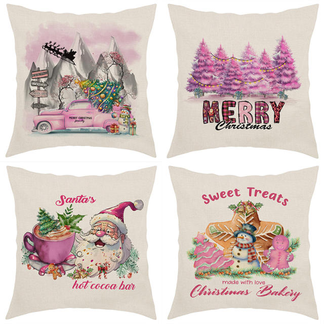 Amazon sweet pink color christmas decoration throw pillow cover