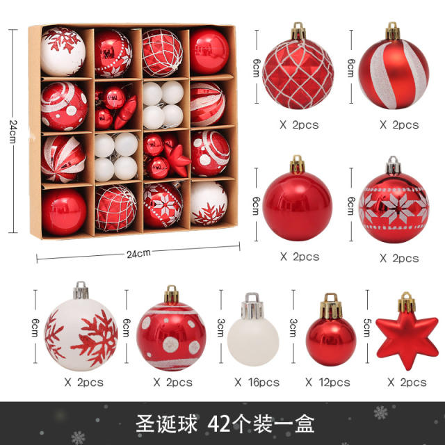 42pcs christmas decoration for christmas tree home decoration ball set