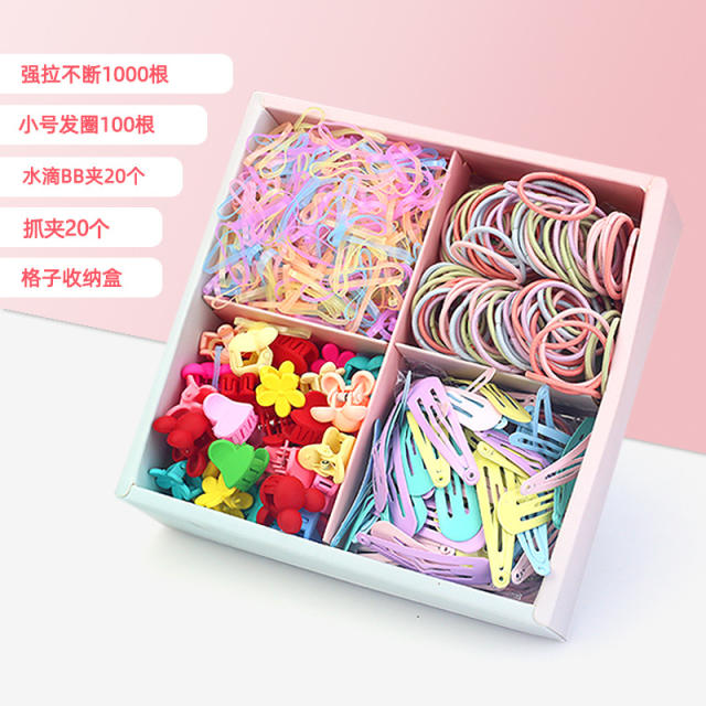 Korean fashion hair rubber bands mini hair claw clips set for little girl