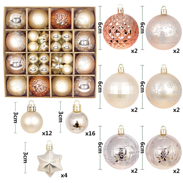 42pcs christmas decoration for christmas tree home decoration ball set