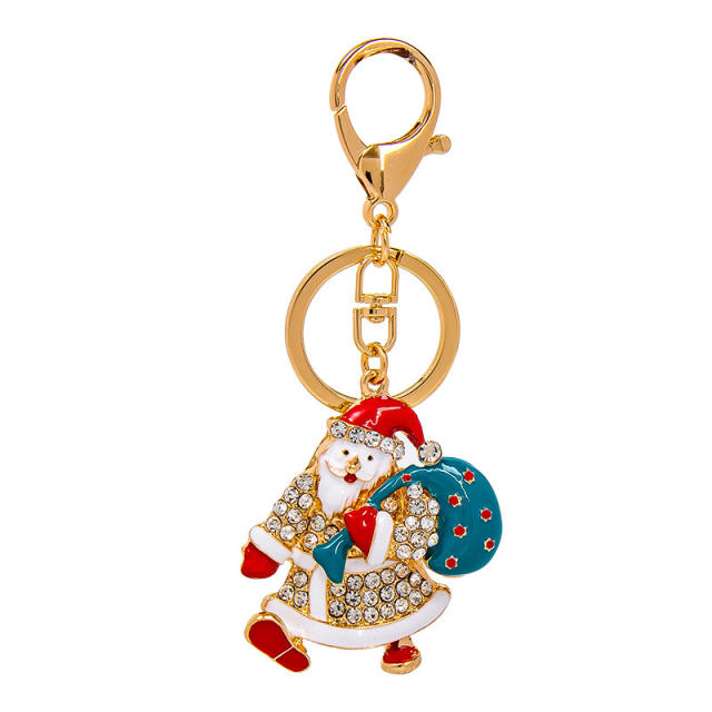 Creative enamel santa christmas keychain metal keychain