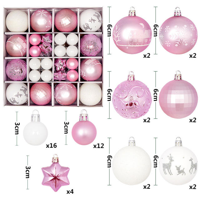 42pcs christmas decoration for christmas tree home decoration ball set