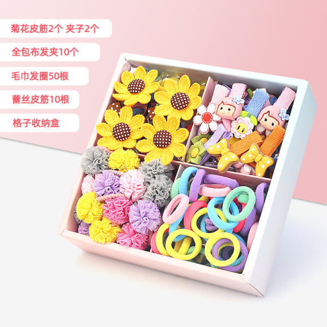 Korean fashion hair rubber bands mini hair claw clips set for little girl