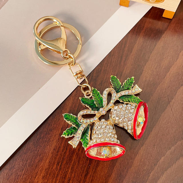 Delicate diamond bell christmas keychain