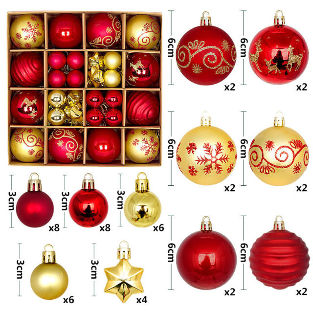 42pcs christmas decoration for christmas tree home decoration ball set