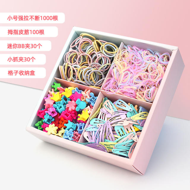 Korean fashion hair rubber bands mini hair claw clips set for little girl