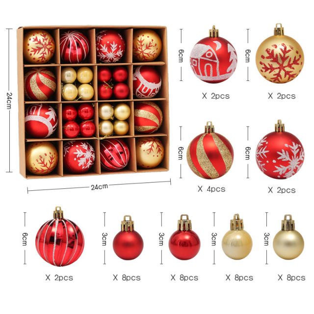 42pcs christmas decoration for christmas tree home decoration ball set