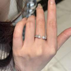 925 sterling silver pearl statement openning finger rings for women