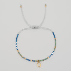 Handmade tiny seed bead initial letter charm bracelet friendship bracelet