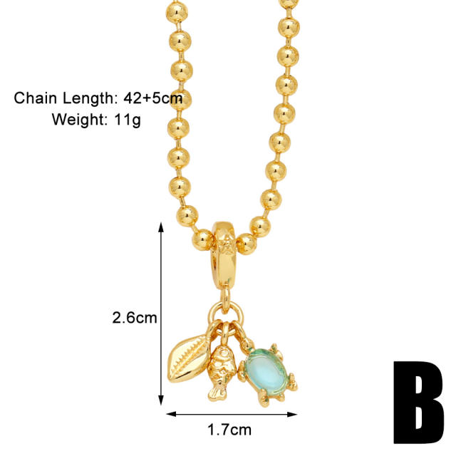 18KG copper cute multi element pendant women necklace