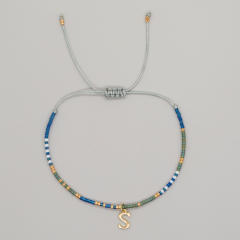 Handmade tiny seed bead initial letter charm bracelet friendship bracelet