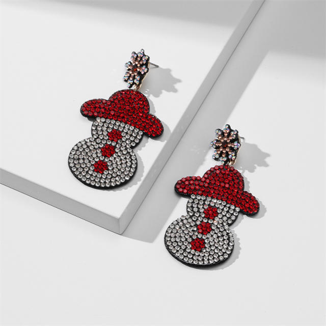 Creative diamond santa snowflake dangle earrings for christmas