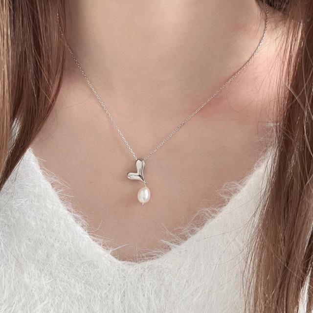 925 sterling silver dainty hug heart pendant women necklace