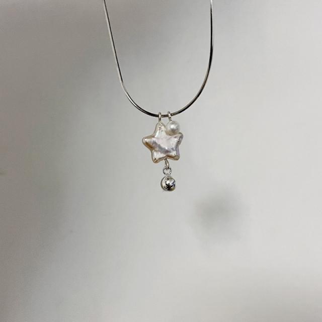 925 sterling silver shell pearl star pendant dainty women necklace