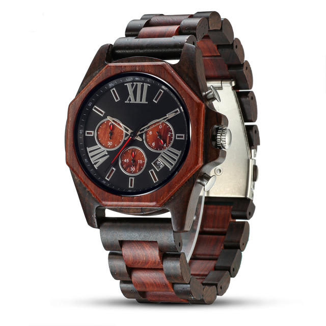 Creative multi function wood watch for men