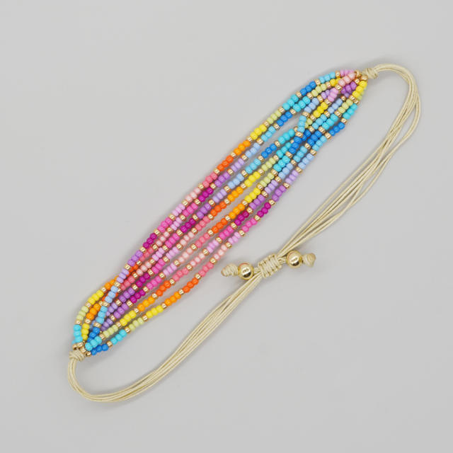 Miyuki Bead rainbow color braid layer women bracelet boho bracelet