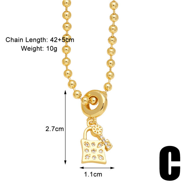 18KG copper cute multi element pendant women necklace