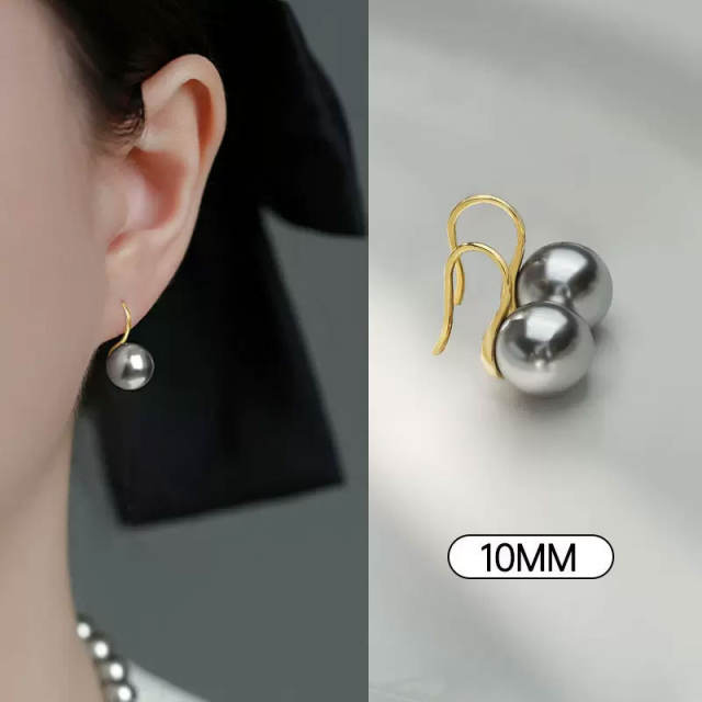 925 sterling silver gray pearl earrings for women