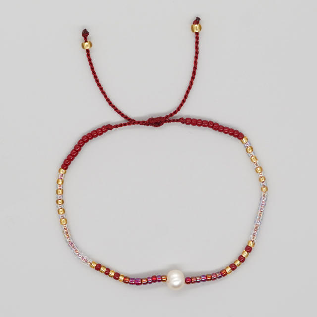 Boho colorful seed bead pearl bead simple women bracelet