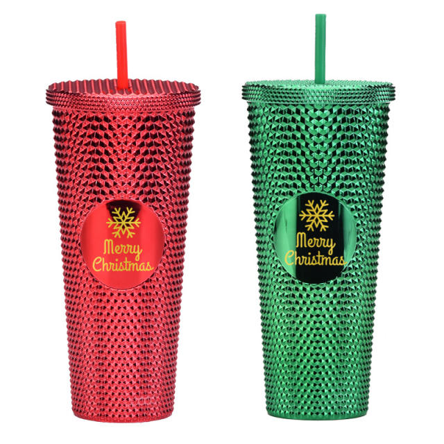 710ml large capacity popular ins christmas cups with straws