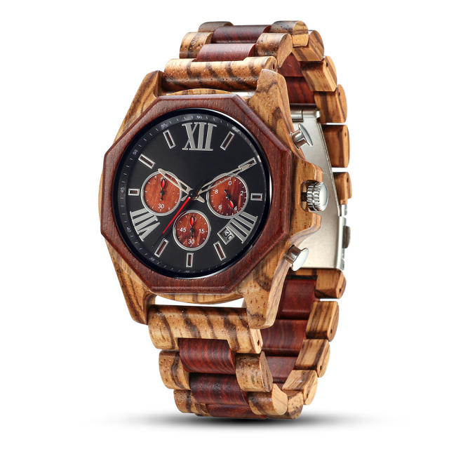 Creative multi function wood watch for men