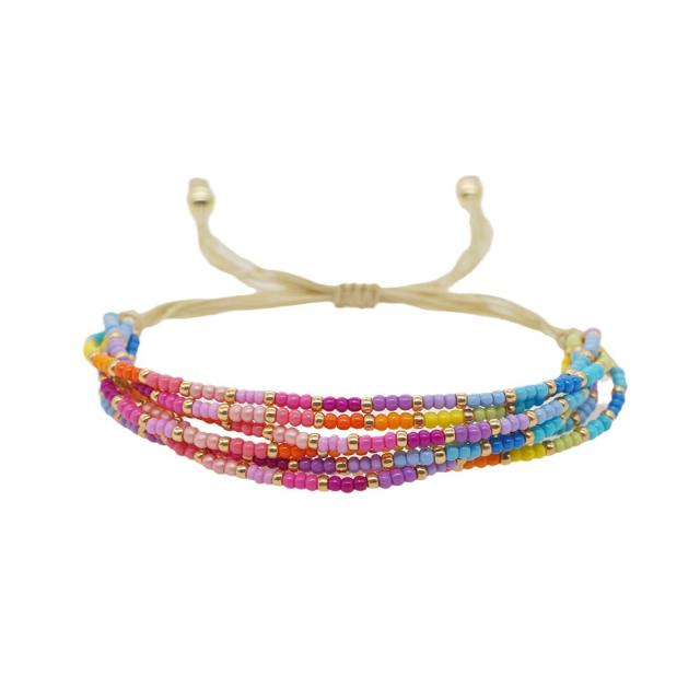Miyuki Bead rainbow color braid layer women bracelet boho bracelet
