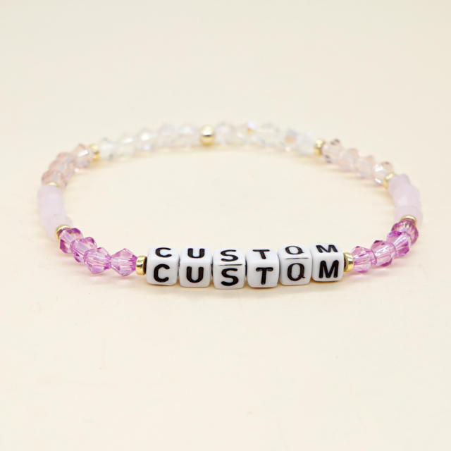 Colorful crystal bead letter block couples friendship bracelet