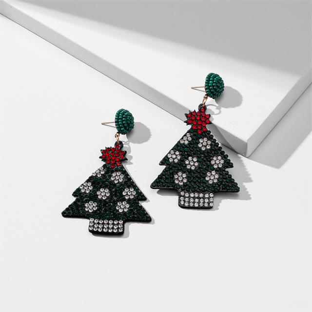 Creative diamond santa snowflake dangle earrings for christmas