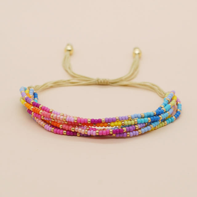 Miyuki Bead rainbow color braid layer women bracelet boho bracelet