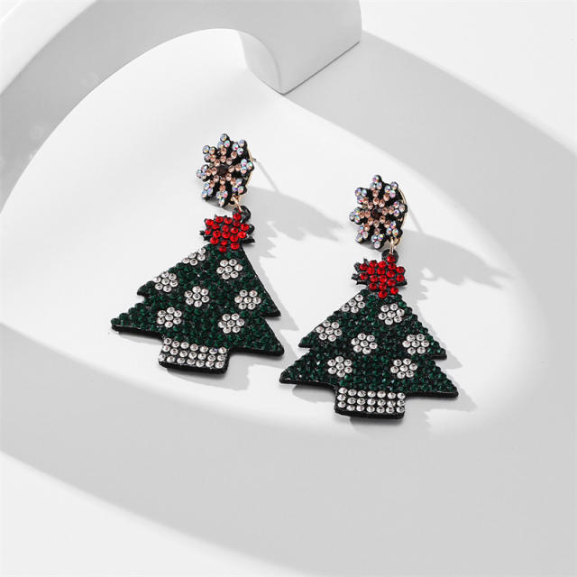 Creative diamond santa snowflake dangle earrings for christmas