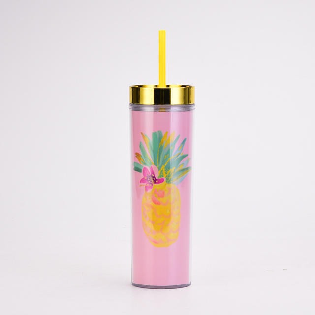 Popular flower pattern SKINNY bottle with straws