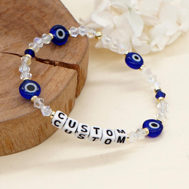 Colorful crystal bead letter block couples friendship bracelet