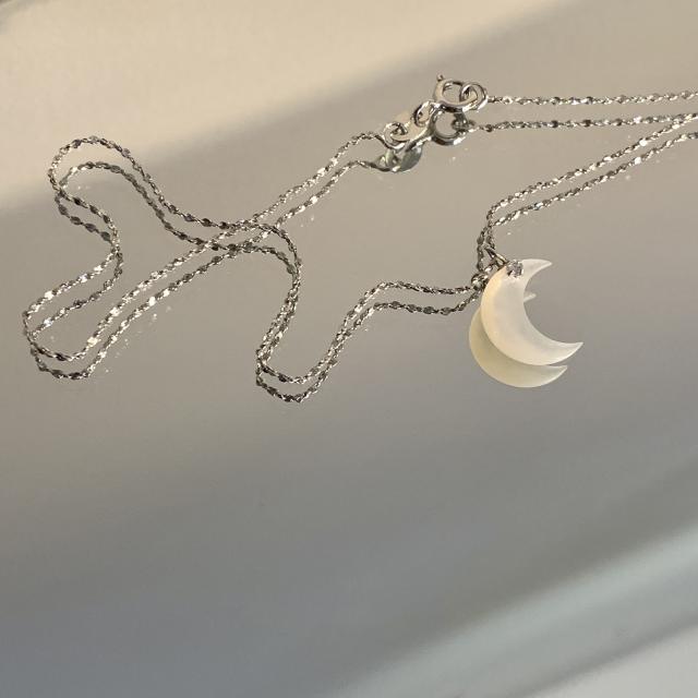 925 sterling silver moon pendant mother shell dainty women necklace