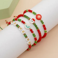 Merry Christmas crystal bead bracelet set
