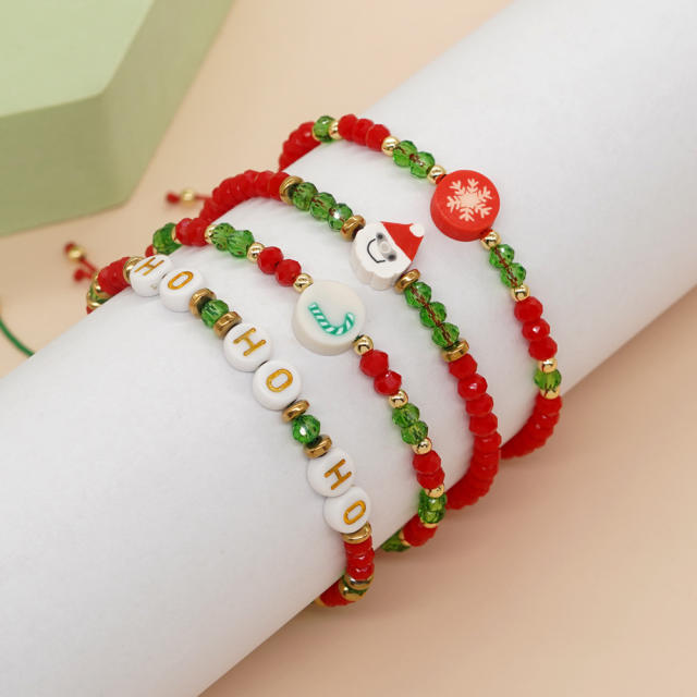 Merry Christmas crystal bead bracelet set