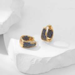 Delicate pave setting colorful rhinestone small hoop earrings