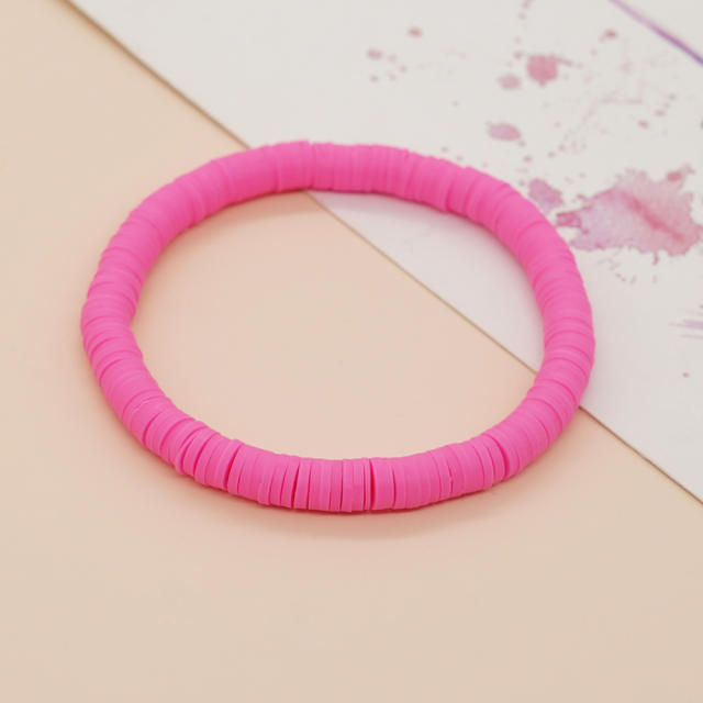 5PCS Beach trend barbie rose pink color clay bead bracelet set