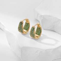 Delicate pave setting colorful rhinestone small hoop earrings